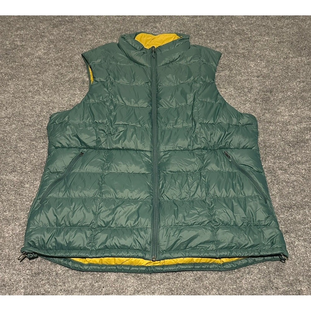 REI Co-Op Men's 2XL Green Puffer Vest Down Fill Outdoors Hiking Pockets Zip